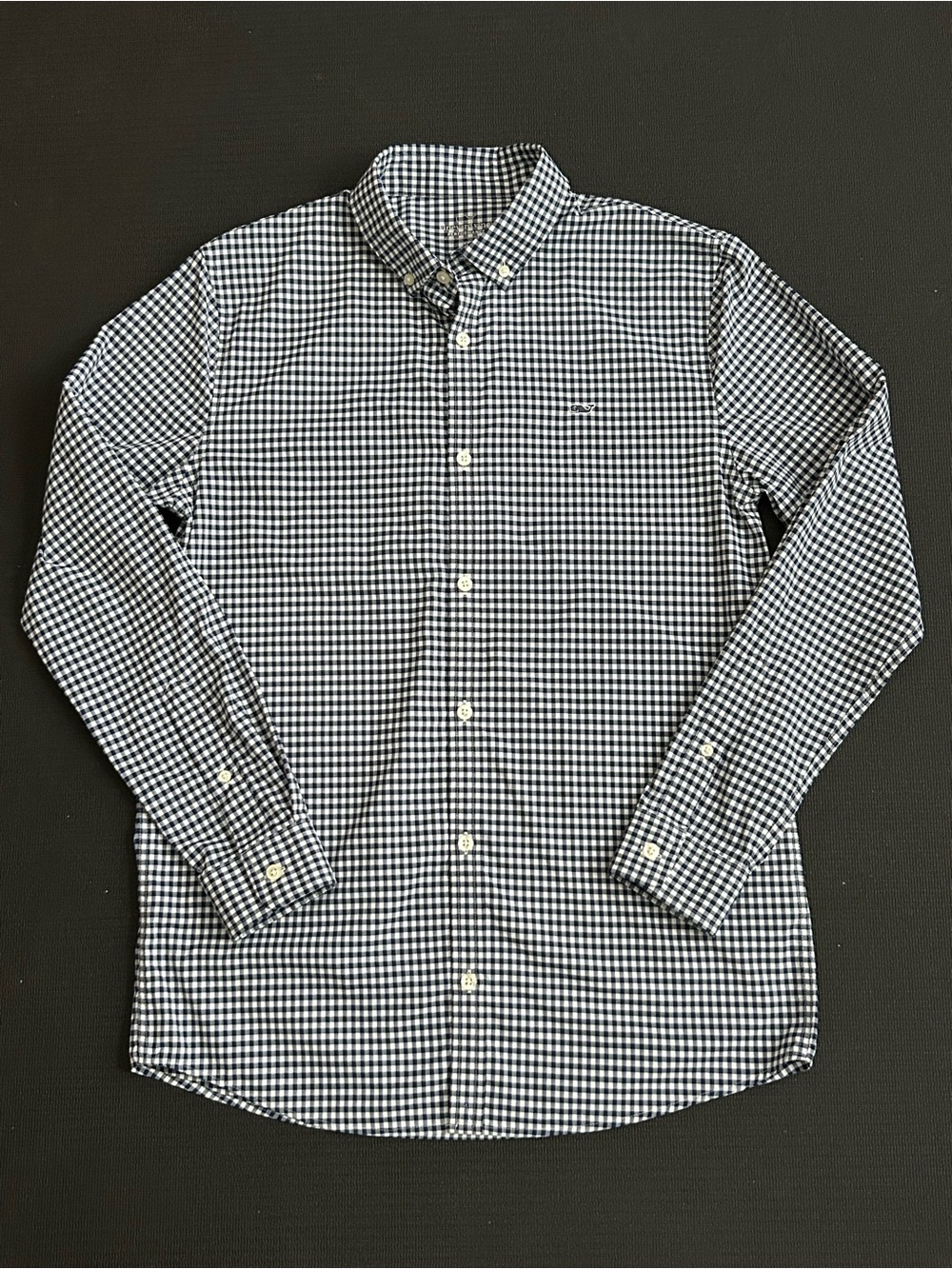 Vineyard Vines Boys Skysail Gingham Performance Cotton Shirt in blue bay